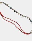 8-10mm Tahitian Pearl Necklace with Mediterranean Coral and 14K YG Clasp - Marina Pearls