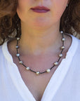 8-11mm Tahitian Pearl and Black Spinel Necklace - Marina Pearls