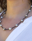 8-11mm Tahitian Pearl and Black Spinel Necklace - Marina Pearls