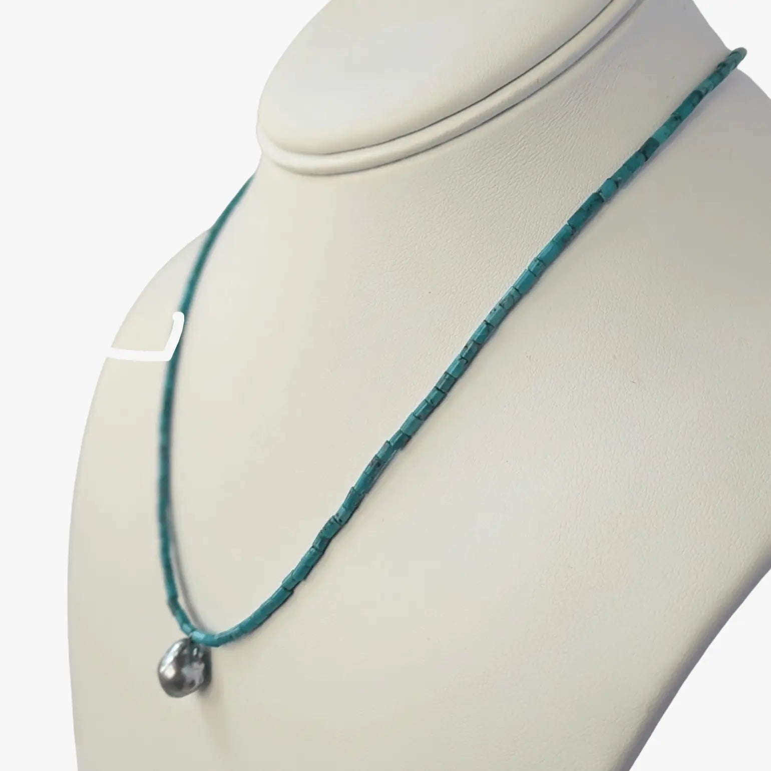 8.5-9.0mm Blue Baroque Akoya Pearl and Turquoise Necklace - Marina Korneev Fine Pearls