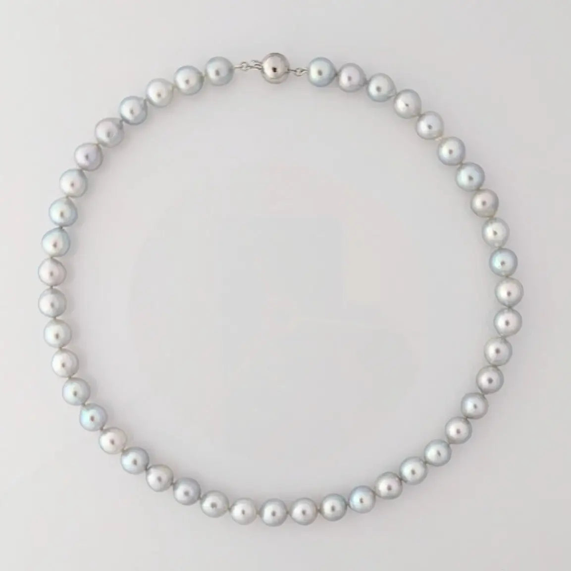 8.5-9.0mm Silver Semi-Baroque Akoya Pearl Necklace - Marina Korneev Fine Pearls