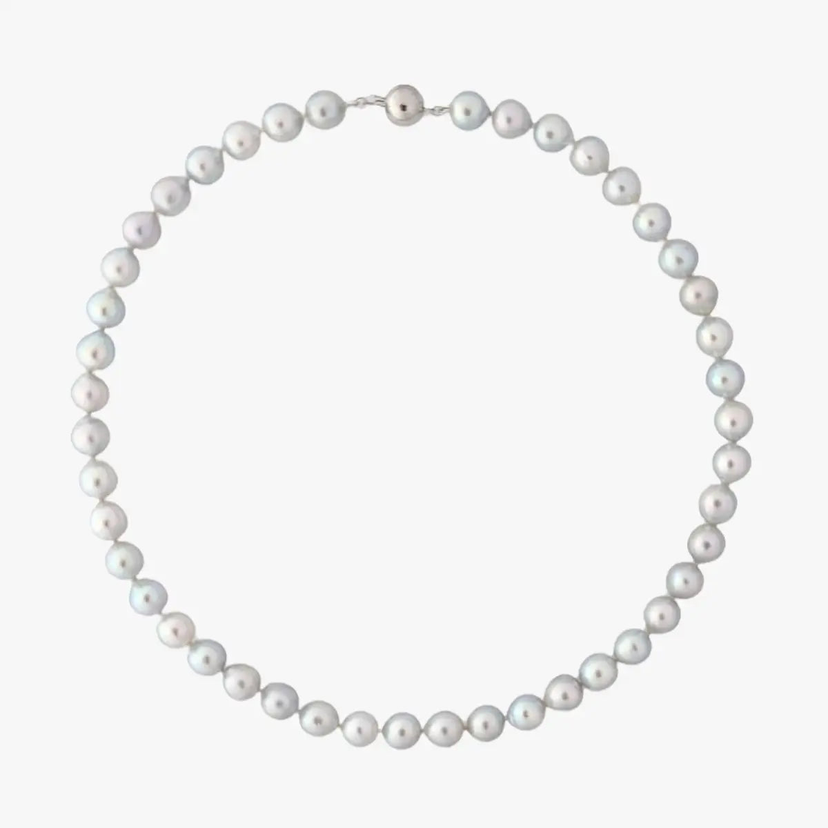 8.5-9.0mm Silver Semi-Baroque Akoya Pearl Necklace - Marina Korneev Fine Pearls