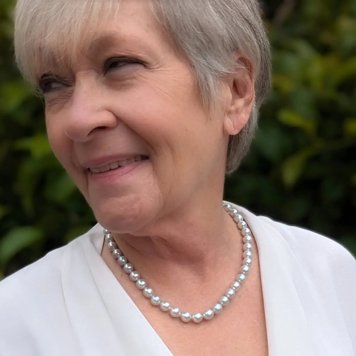 8.5-9.0mm Silver Semi-Baroque Akoya Pearl Necklace - Marina Korneev