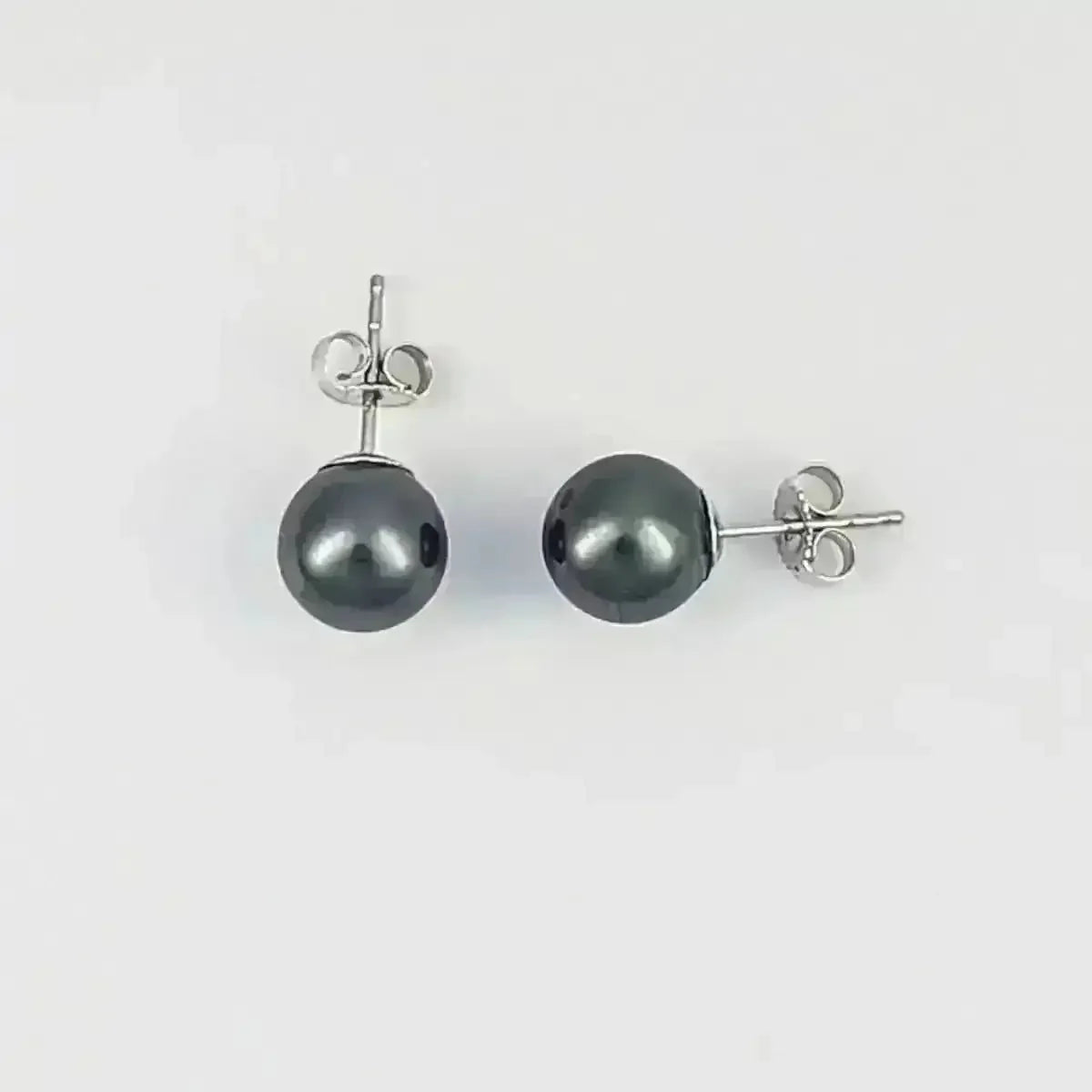 8 - 9mm DARK Tahitian Pearl Stud Earrings - Marina Korneev