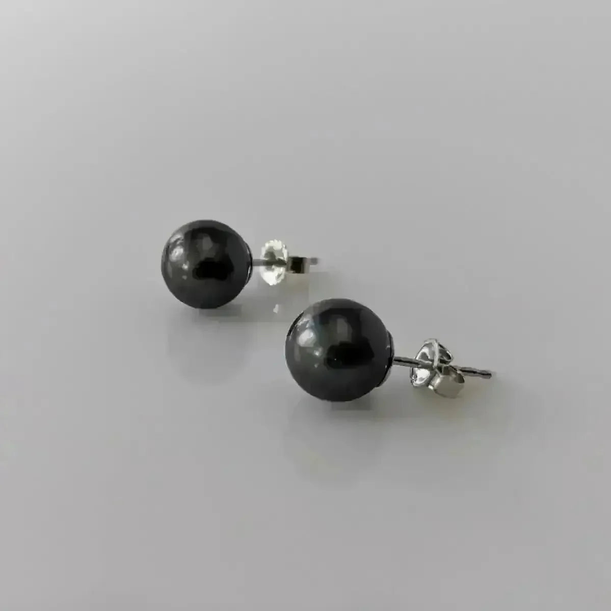 8 - 9mm DARK Tahitian Pearl Stud Earrings - Marina Korneev