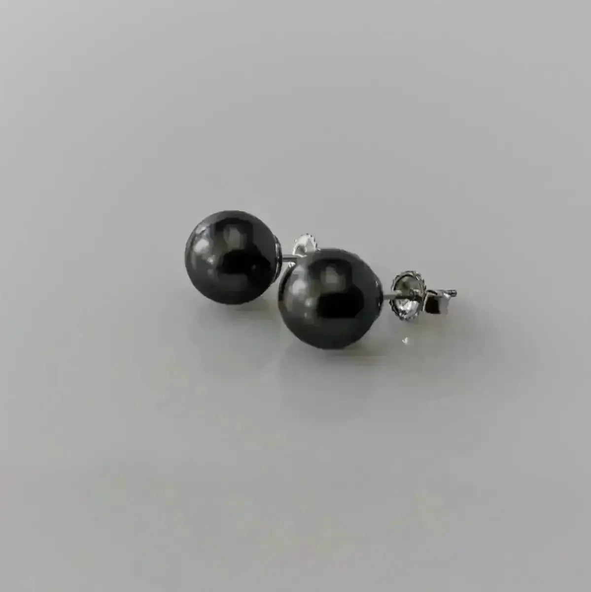 8 - 9mm DARK Tahitian Pearl Stud Earrings - Marina Korneev