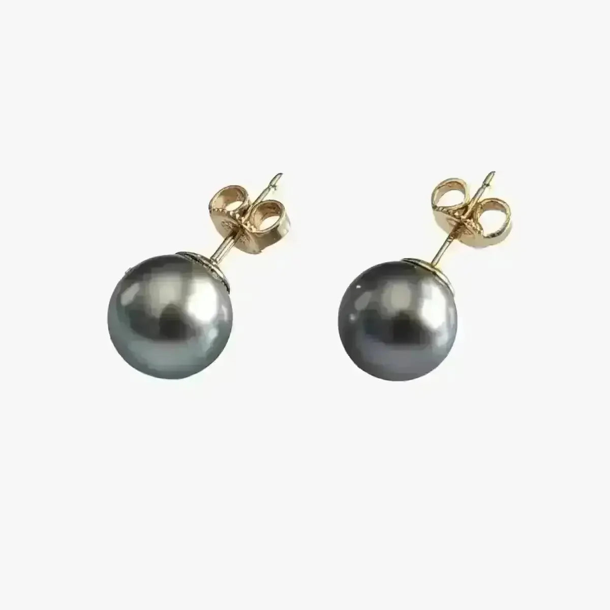 8 - 9mm Tahitian Pearl Stud Earrings - Marina Korneev