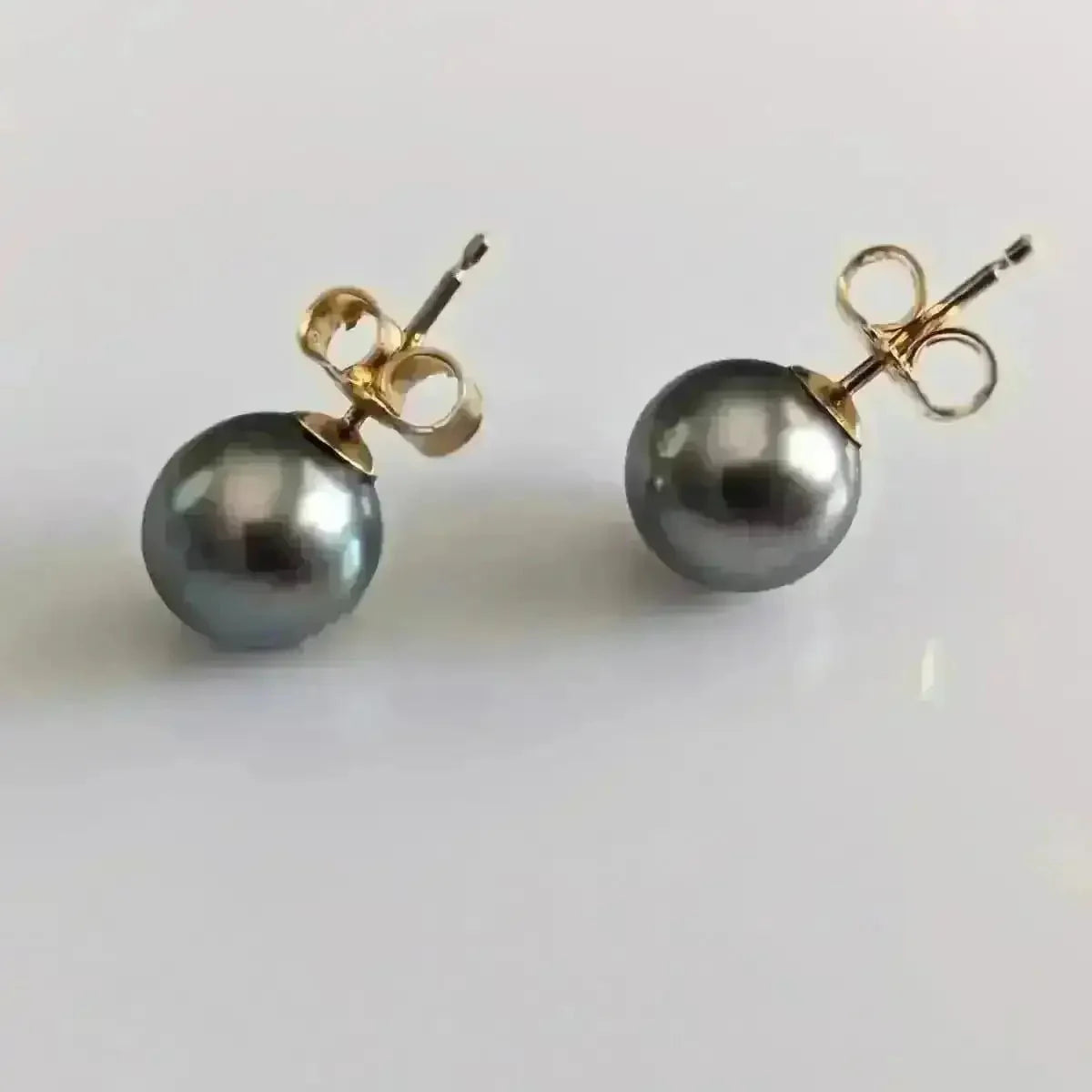 8 - 9mm Tahitian Pearl Stud Earrings - Marina Korneev