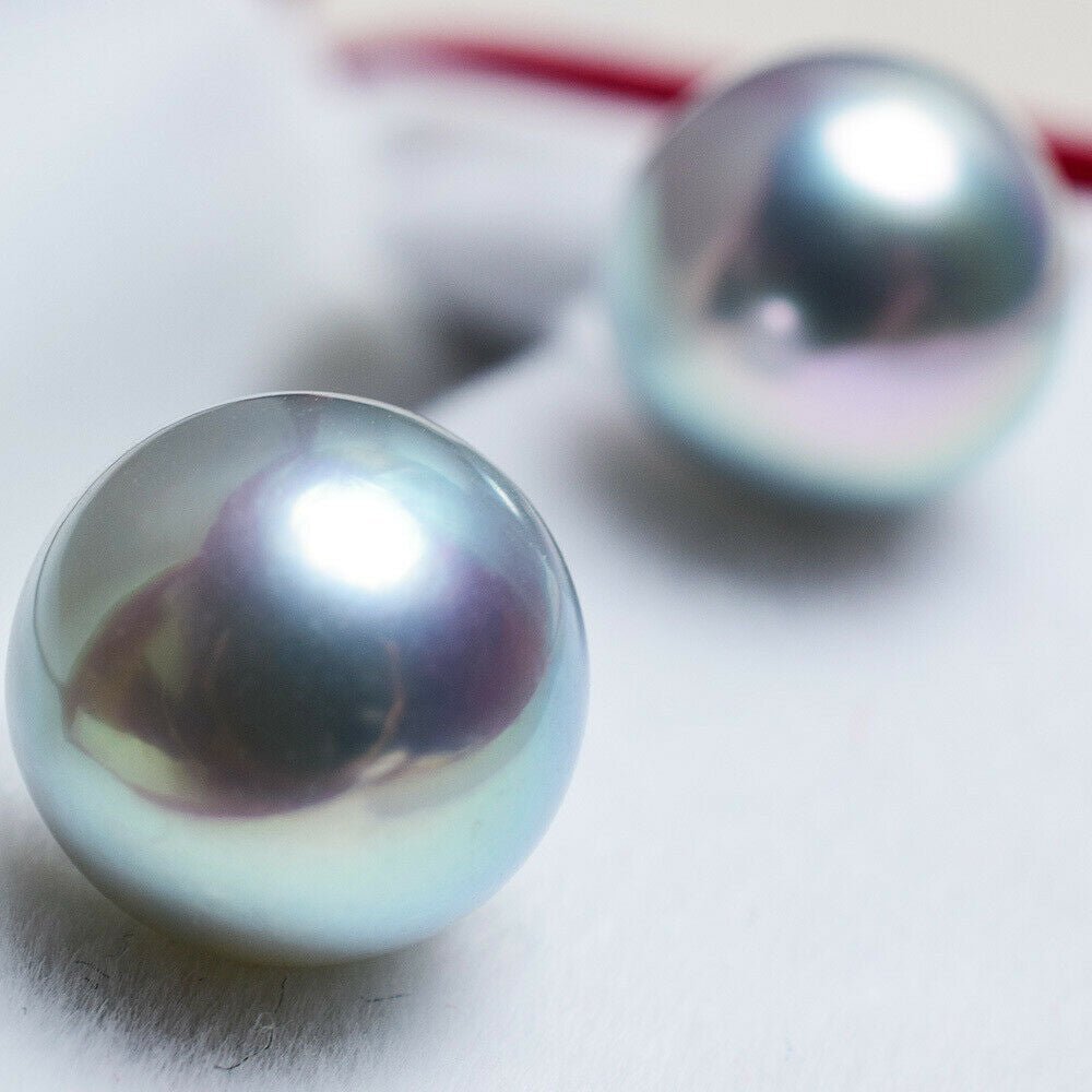 8.5-9.0mm Blue Akoya Stud Earrings - Marina Korneev Fine Pearls