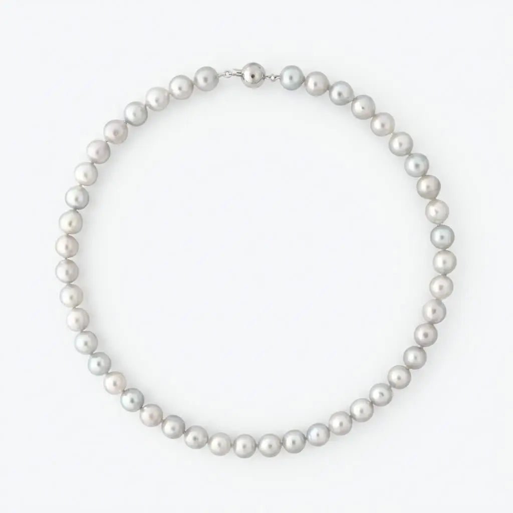 8.5 - 9.0mm Silvery Blue Semi - Baroque Akoya Pearl Necklace Elegant Strands by Marina Korneev