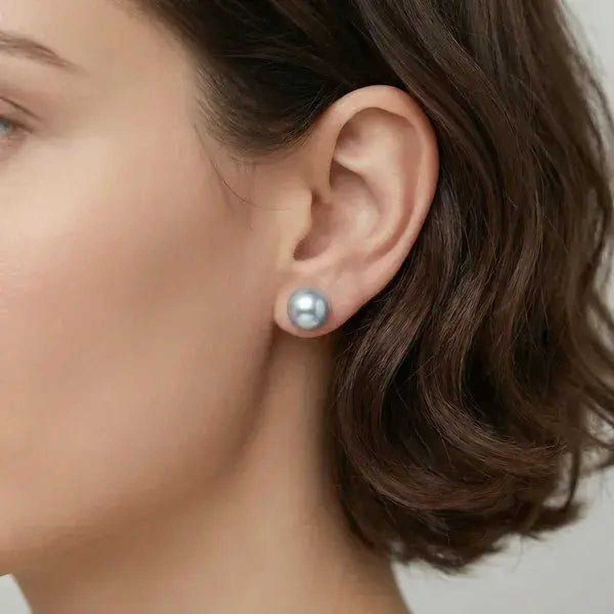 9.0-9.5mm Blue Akoya Stud Earrings - Marina Korneev