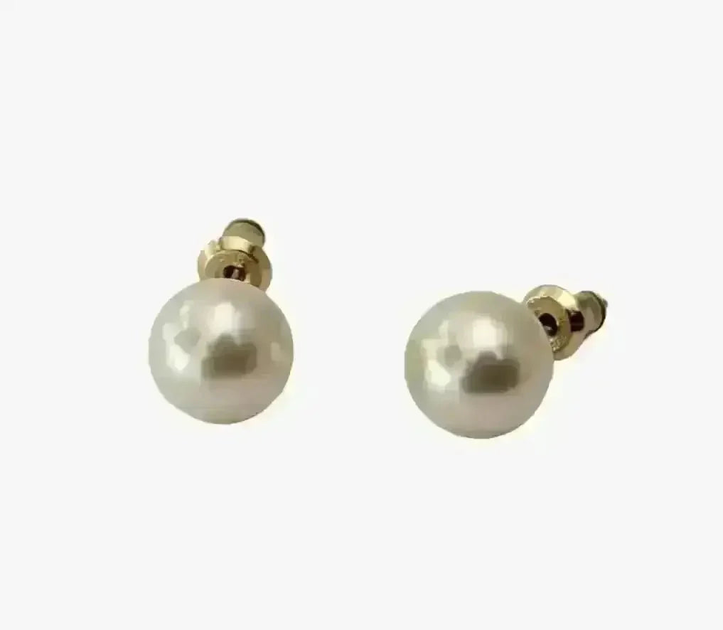 8.0 - 8.5mm Cream White Akoya Pearl Stud Earrings - Marina Korneev