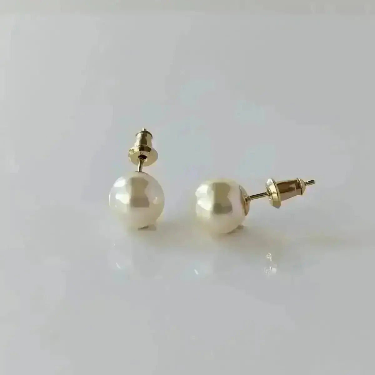 8.0 - 8.5mm Cream White Akoya Pearl Stud Earrings - Marina Korneev