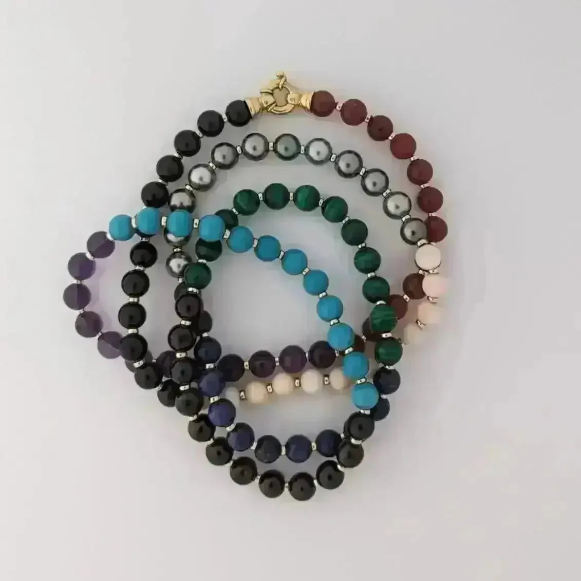 8.0 - 8.5mm Tahitian Pearl &amp; Multi Gem Necklace - Marina Korneev