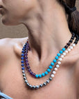 8.0 - 8.5mm Tahitian Pearl & Multi Gem Necklace - Marina Korneev