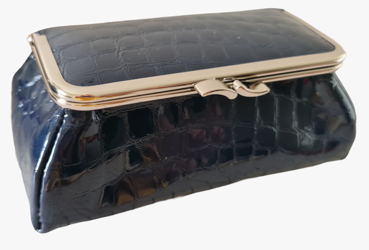 Shiny Blue Croc Genuine Leather Travel Bag - Marina Korneev Fine Pearls