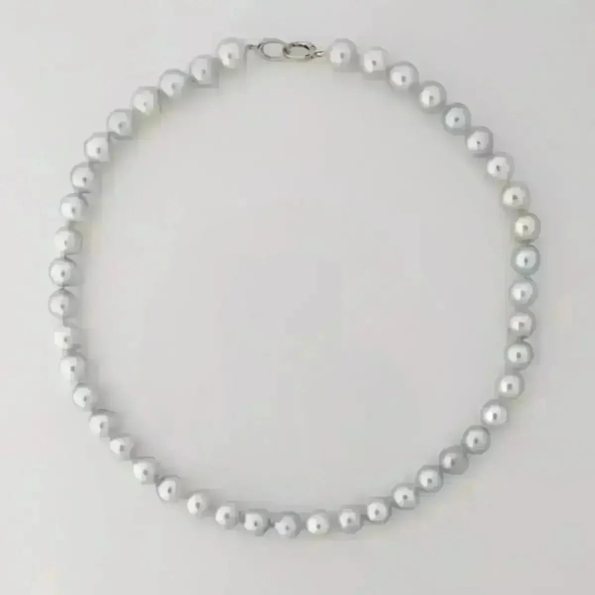 8.5 - 9.0mm Silver Semi - Baroque Akoya Pearl Necklace - Marina Korneev