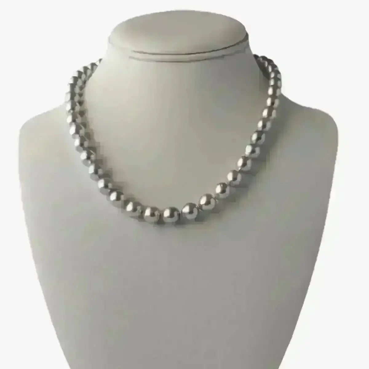 8.5 - 9.0mm Silver Semi - Baroque Akoya Pearl Necklace - Marina Korneev