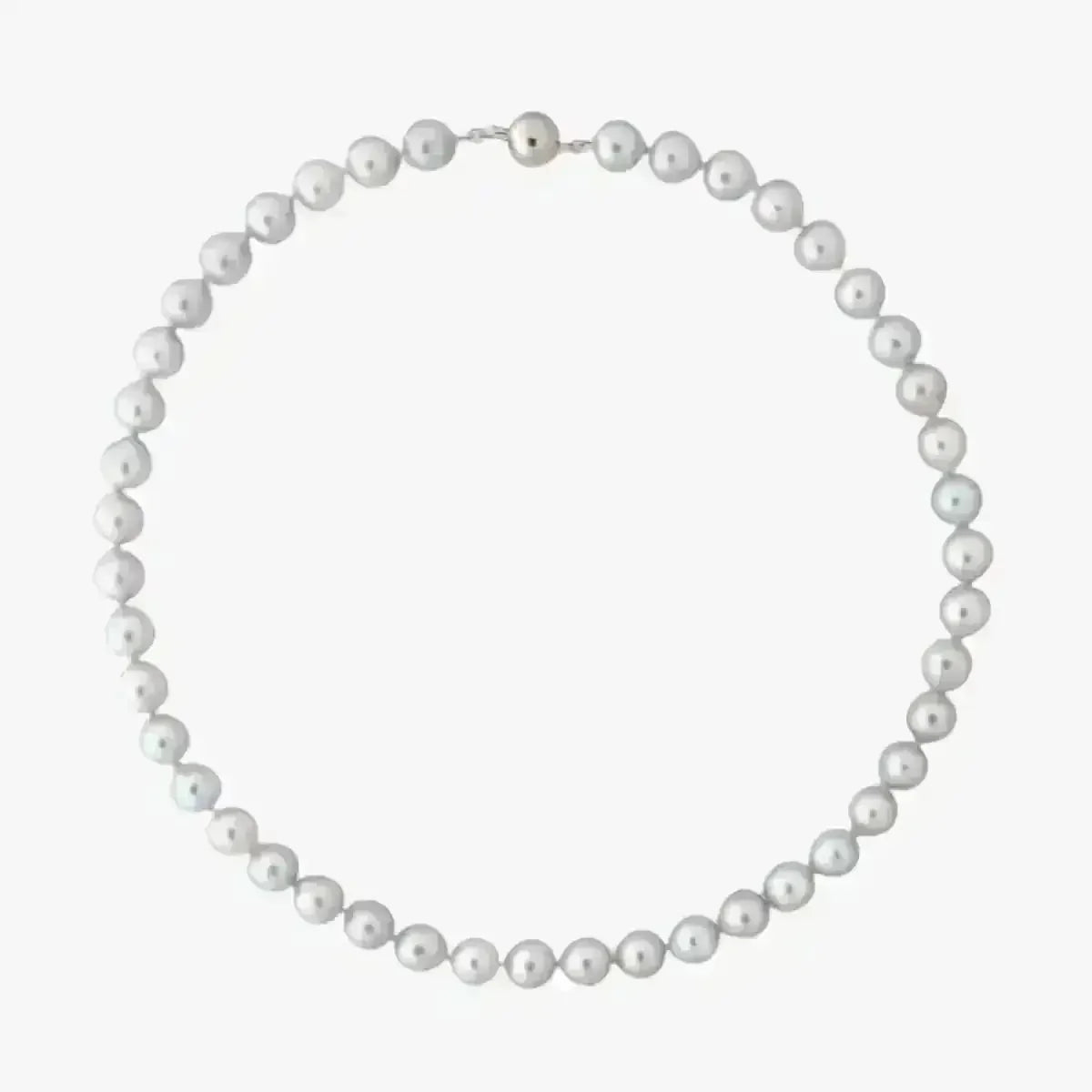 8.5 - 9.0mm Silvery Blue Semi - Baroque Akoya Pearl Necklace - Marina Korneev
