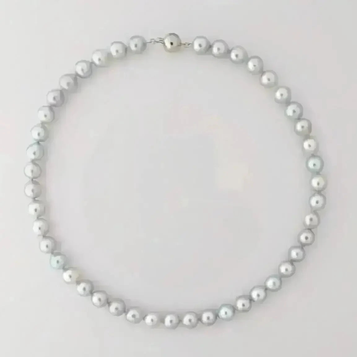 8.5 - 9.0mm Silvery Blue Semi - Baroque Akoya Pearl Necklace - Marina Korneev