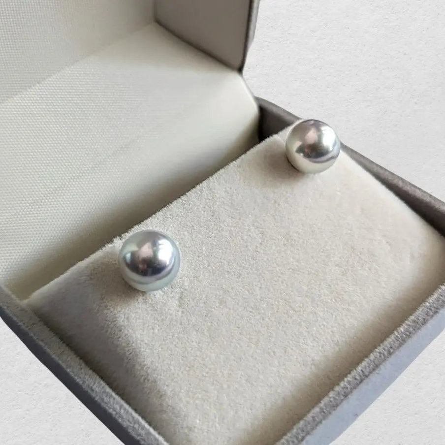 9.0-9.5mm Blue Akoya Stud Earrings - Marina Korneev Fine Pearls