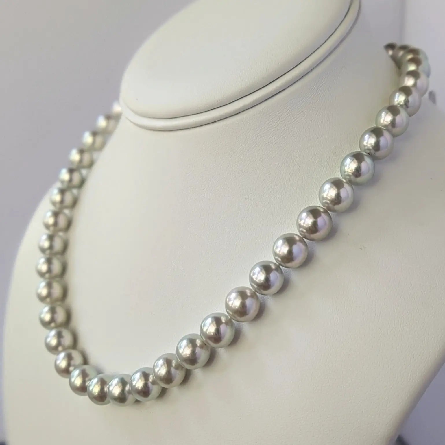 9.0-9.5mm Blue Round Akoya Pearl Necklace - Marina Korneev Fine Pearls