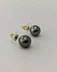 9-10mm Green Tahitian Pearl Stud Earrings - Marina Korneev Fine Pearls