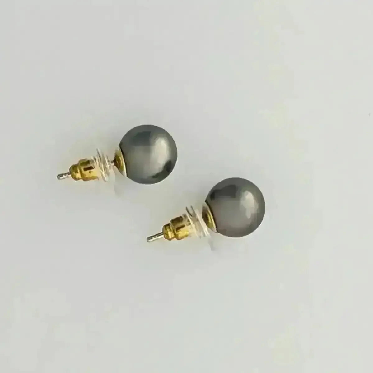 9 - 10mm Green Tahitian Pearl Stud Earrings - Marina Korneev