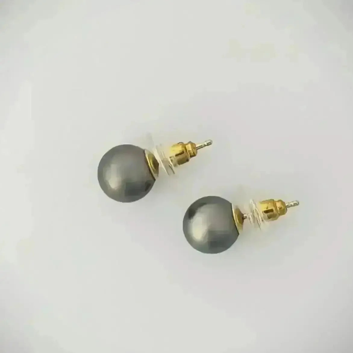 9 - 10mm Green Tahitian Pearl Stud Earrings - Marina Korneev