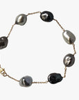 9-10mm Tahitian Keshi Pearl Station Tin Cup Chain Bracelet - Marina Korneev Fine Pearls