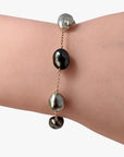 9-10mm Tahitian Keshi Pearl Station Tin Cup Chain Bracelet - Marina Korneev Fine Pearls