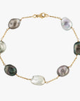 9-10mm Tahitian Keshi Pearl Station Tin Cup Chain Bracelet - Marina Korneev Fine Pearls