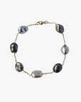 9-10mm Tahitian Keshi Pearl Station Tin Cup Chain Bracelet - Marina Korneev Fine Pearls