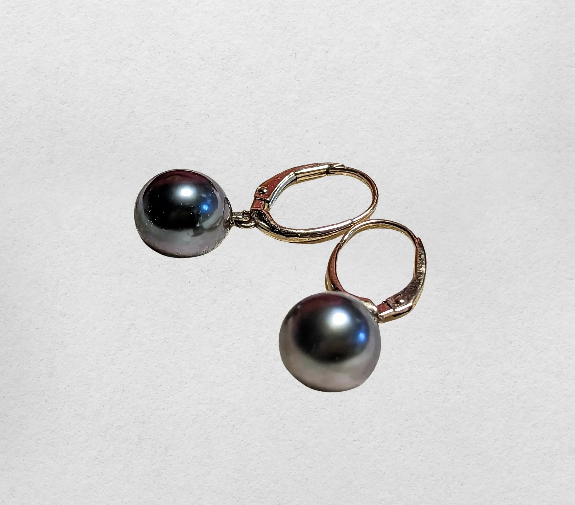 9-10mm Tahitian Pearl 14K YG Dangling Lever-Back Earrings - Marina Pearls