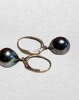 9-10mm Tahitian Pearl 14K YG Dangling Lever-Back Earrings - Marina Pearls