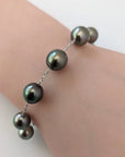 9 - 10mm Tahitian Pearl Station Tin Cup Chain Bracelet - Marina Korneev