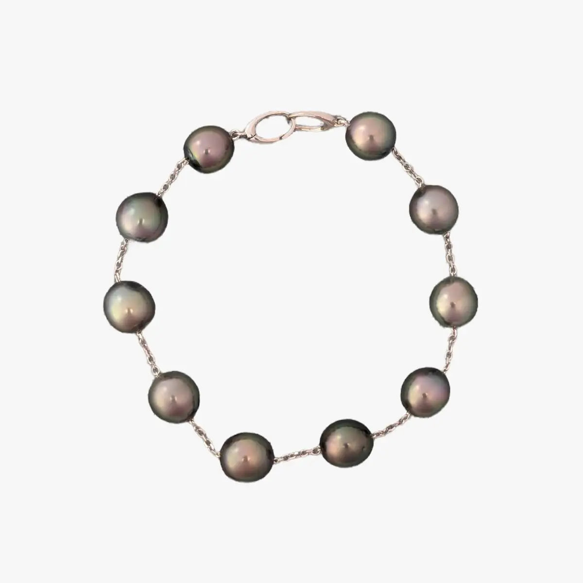 9 - 10mm Tahitian Pearl Station Tin Cup Chain Bracelet - Marina Korneev