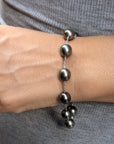 9 - 10mm Tahitian Pearl Station Tin Cup Chain Bracelet - Marina Korneev