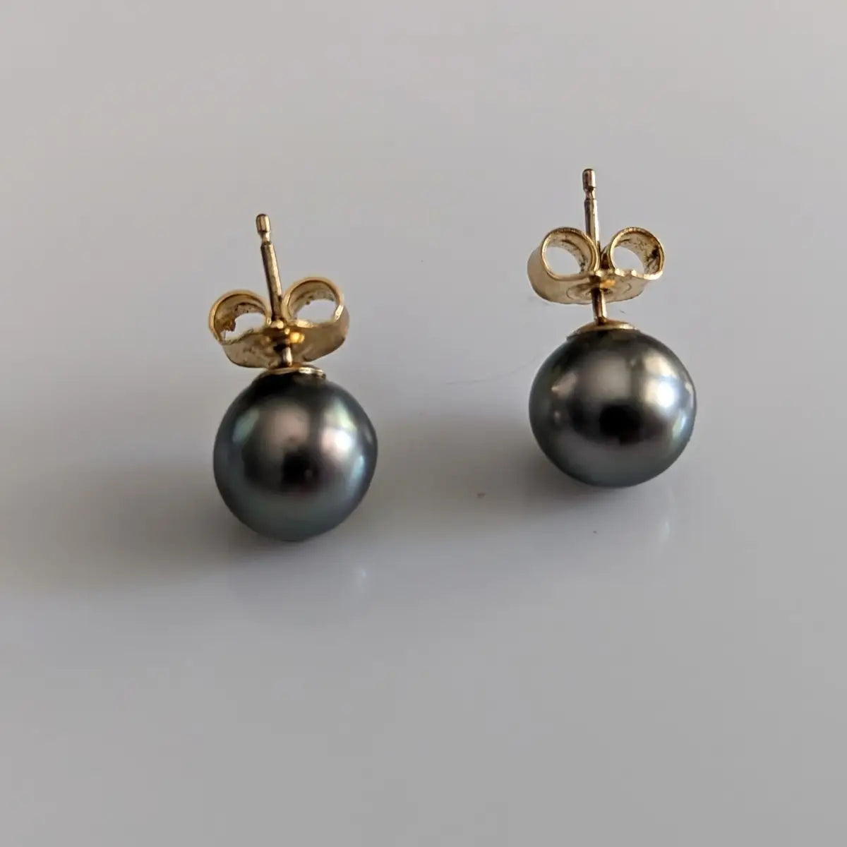 9-10mm Silver Gray Tahitian Pearl Stud Earrings - Marina Korneev