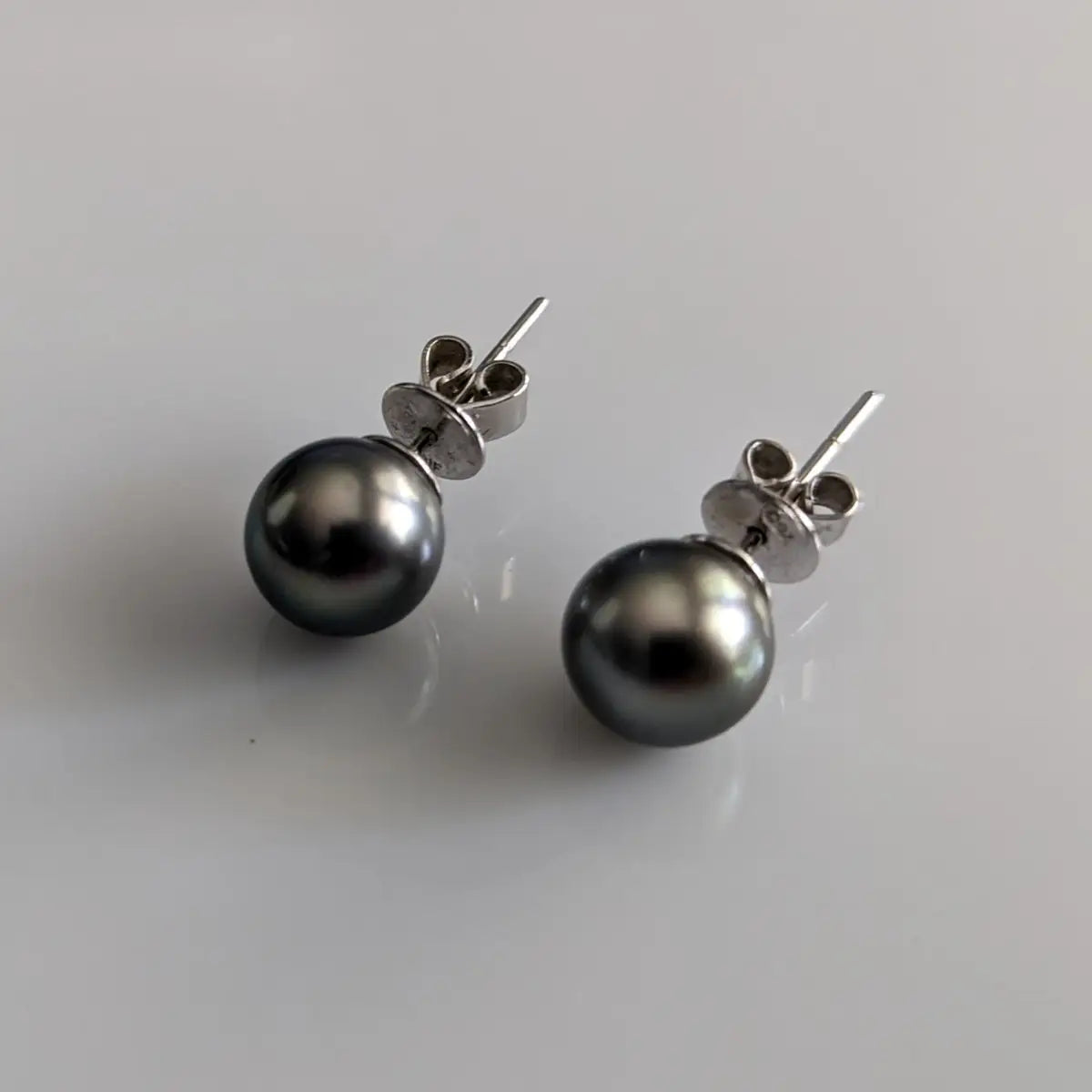 9-10mm Silver Gray Tahitian Pearl Stud Earrings - Marina Korneev
