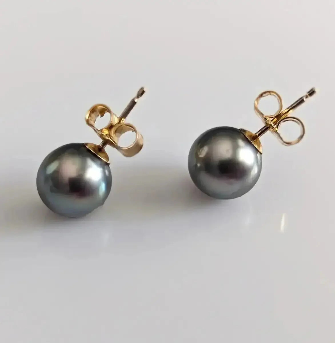 9 - 10mm Tahitian Pearl Stud Earrings - Marina Korneev