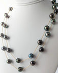9-11mm EXCEPTIONAL Round Tahitian Pearl Station Long Necklace