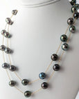 9-11mm EXCEPTIONAL Round Tahitian Pearl Station Long Necklace - Marina Korneev Fine Pearls