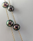 9-11mm EXCEPTIONAL Round Tahitian Pearl Station Long Necklace