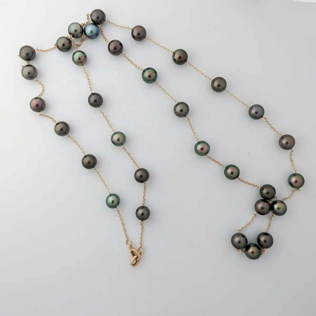 9-11mm EXCEPTIONAL Round Tahitian Pearl Station Long Necklace - Marina Korneev Fine Pearls