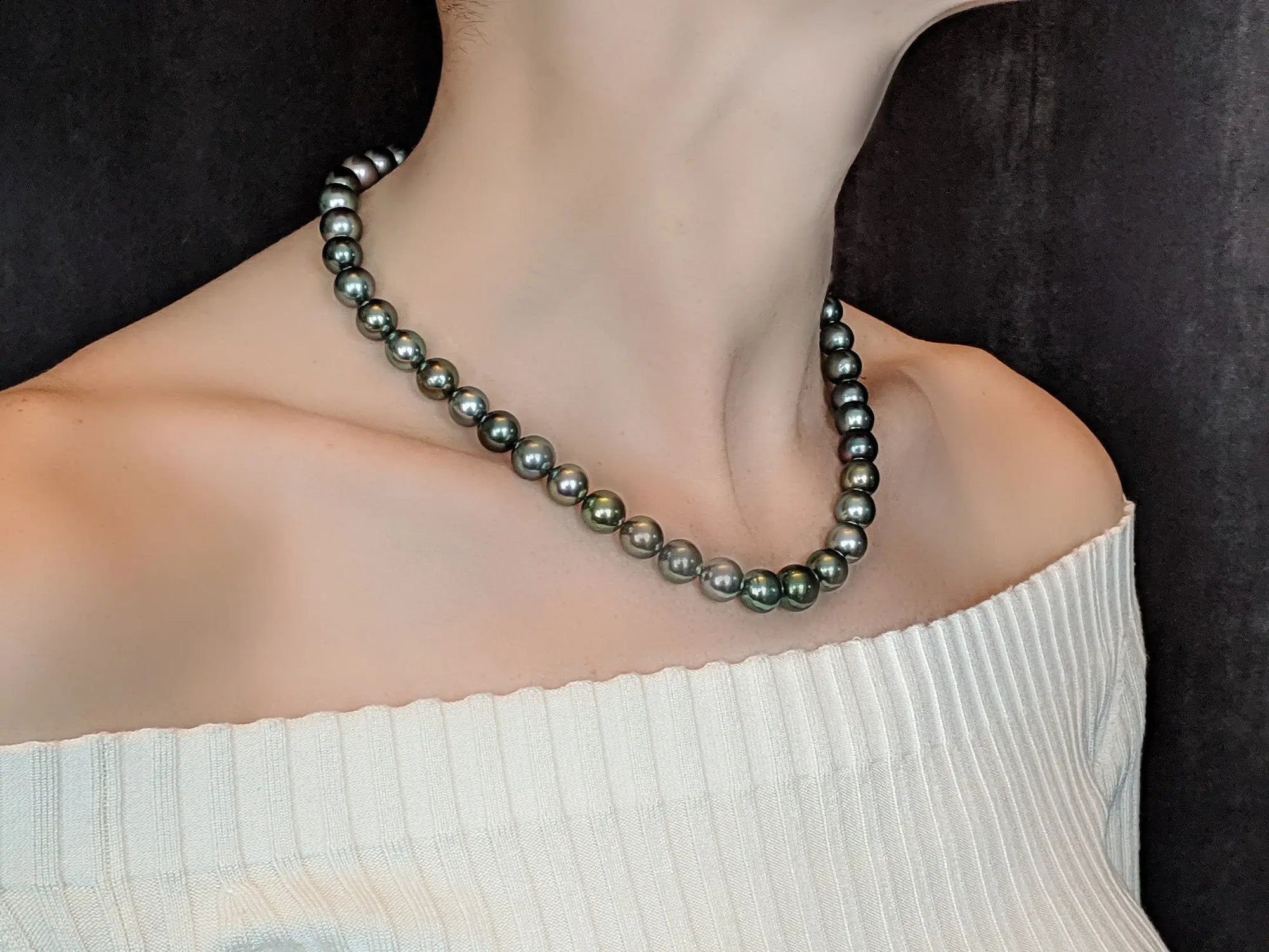 9-11mm Green Mix Tahitian Pearl Necklace - Marina Korneev Fine Pearls