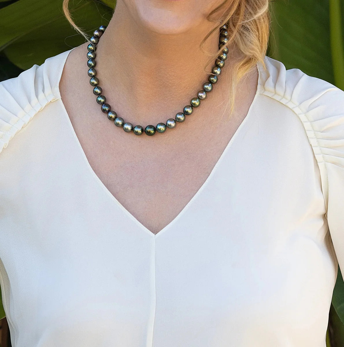 9 - 11mm Green Mix Tahitian Pearl Necklace - Marina Korneev