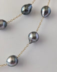 9-11mm Semi-Baroque Tahitian Pearl Station Long Necklace