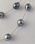 9-11mm Semi-Baroque Tahitian Pearl Station Long Necklace - Marina Korneev Fine Pearls