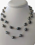 9-11mm Semi-Baroque Tahitian Pearl Station Long Necklace